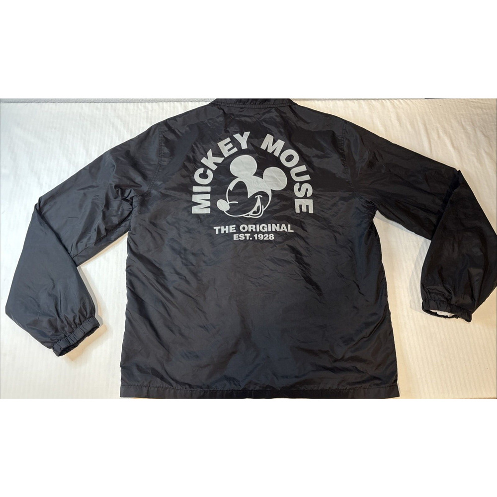 MENS NEFF DISNEY MICKEY MOUSE BLACK WINDBREAKER SNAP CLOSURE JACKET SIZE L